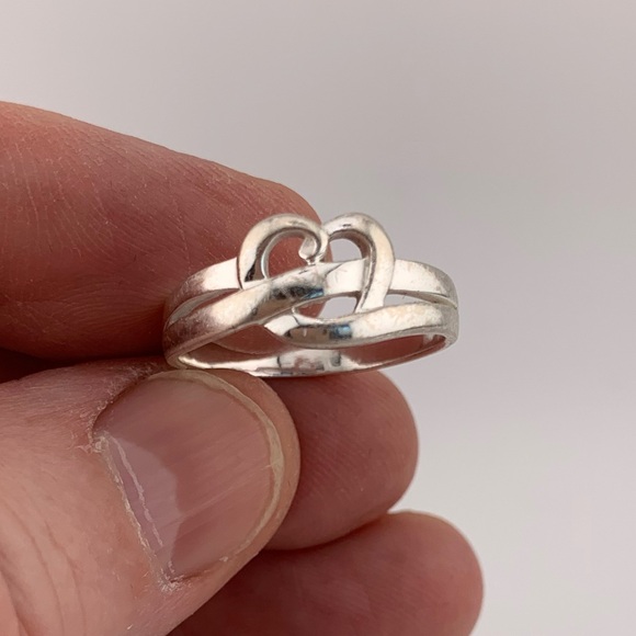 STERLING SILVER 925 LOVE KNOT HEART BAND RING SIZE 7.25 - Picture 8 of 10